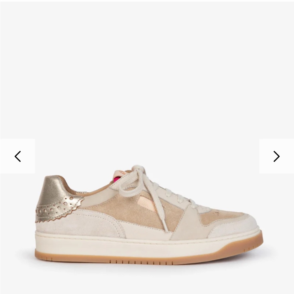 Penelope Chilvers Pintado Leather Ladies Trainers - Sand/Champagne in 41